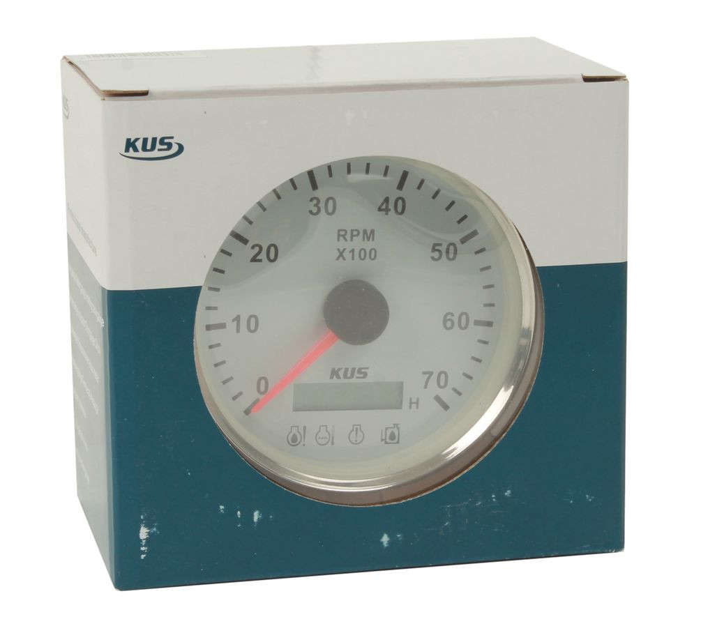 Tachometer with 4 Led Warning Functions - White