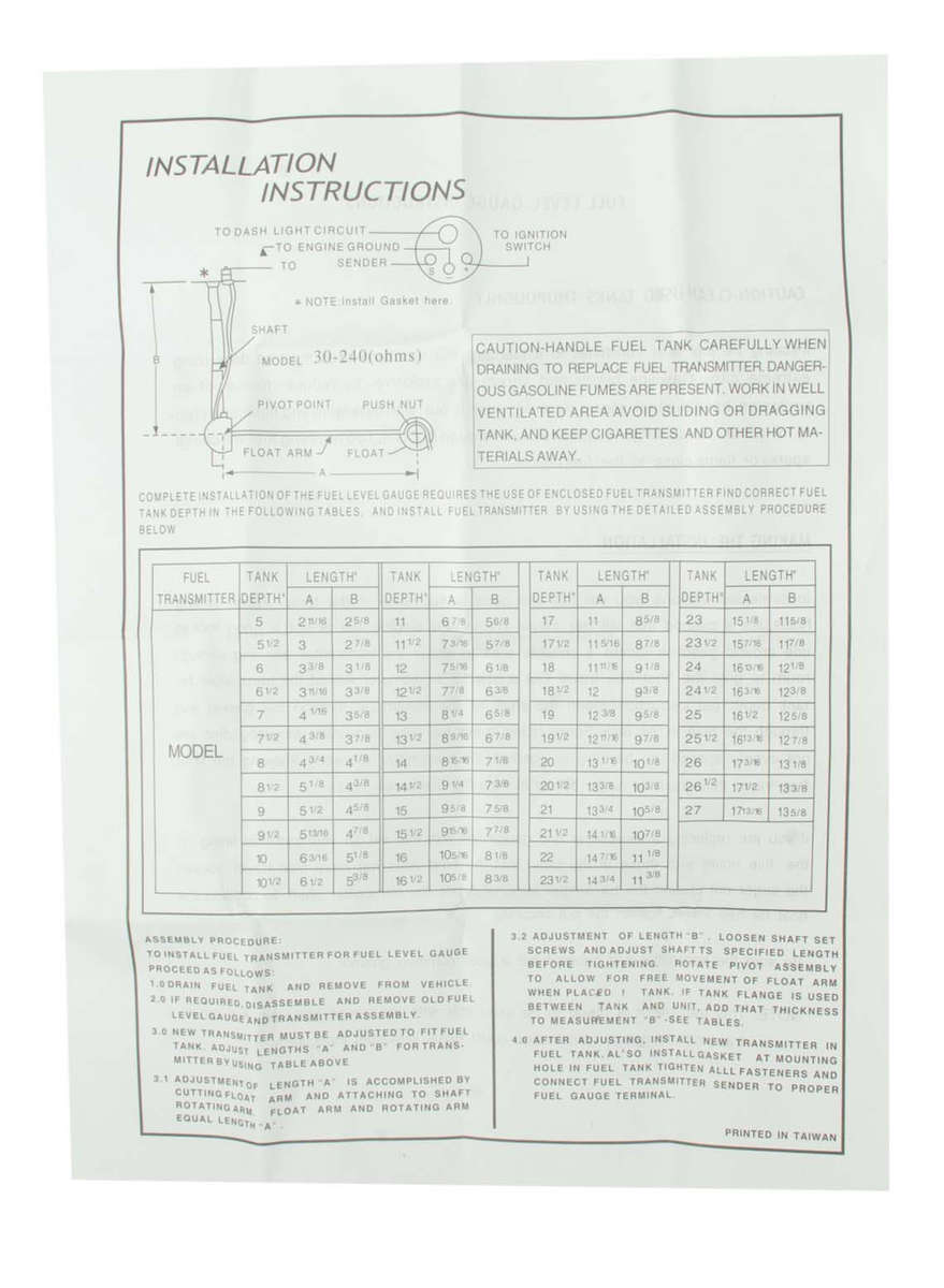 52mm Fuel Gauge (Universal) with Float