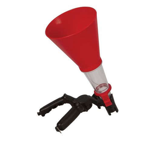 Universal Oil Funnel with Adjustable Width Holding Clamp