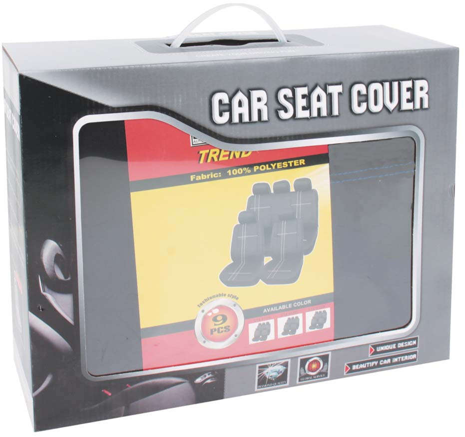 9 Piece Seat Cover Set - Trend - Blue and Black