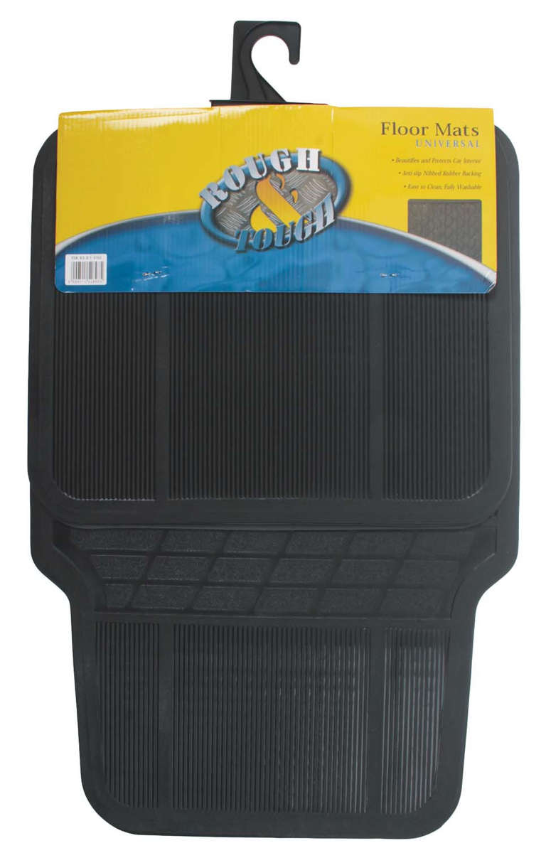 4 Piece Rubber Car Mat Set - Black