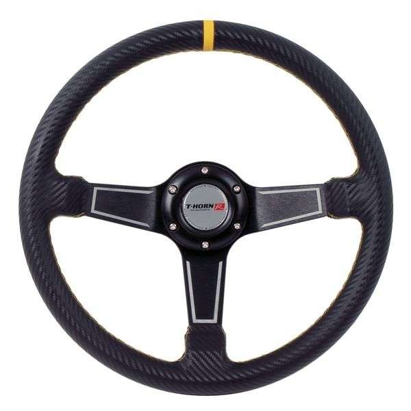 Steering Wheel - PVC - 350mm - Black and Yellow