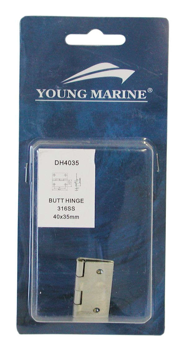 Butt Hinge - 316 Stainless Steel - 40mm x 35mm