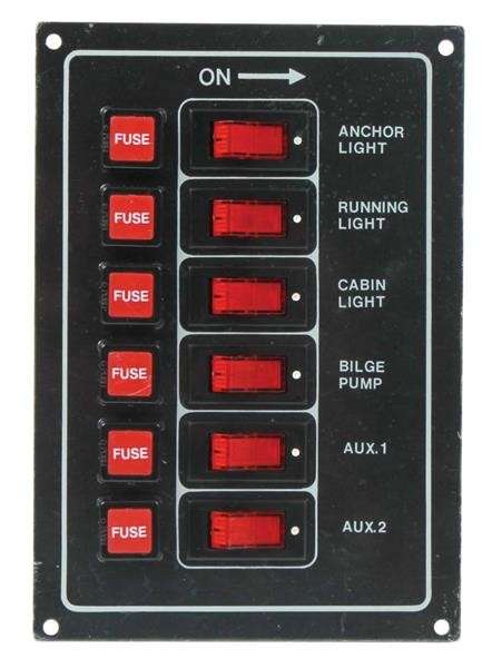 Switch Panel - 6 Switch with Fuse - Black
