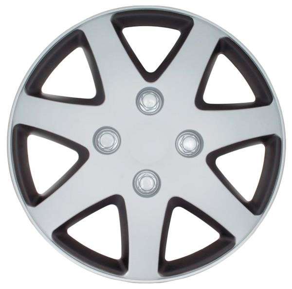 14" Matt Black / Silver Wheel Cover Set