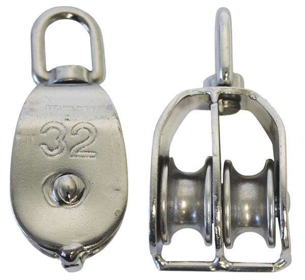 Double Pulley - Stainless Steel - 32mm Wheel