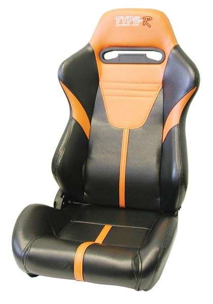 Reclining Racing Car Seat PVC - Orange / Black