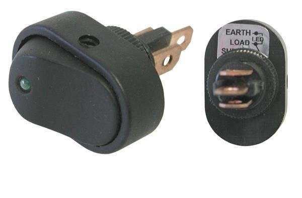 Rocker Switch - Green - Oval