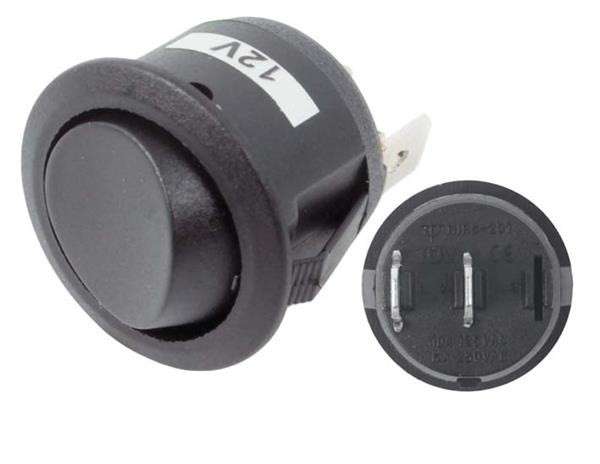 Rocker Switch - Black - Round Mini