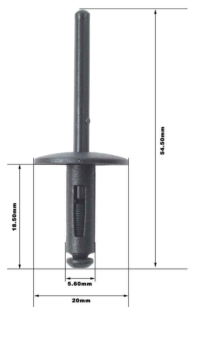 Panel Clips - Rivet Type - 19.3 x 20.2 x 6mm