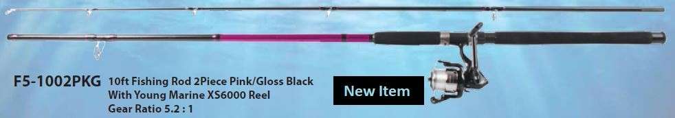 10ft 2 Piece Fishing Rod Pink / Gloss Black with XS6000 Reel