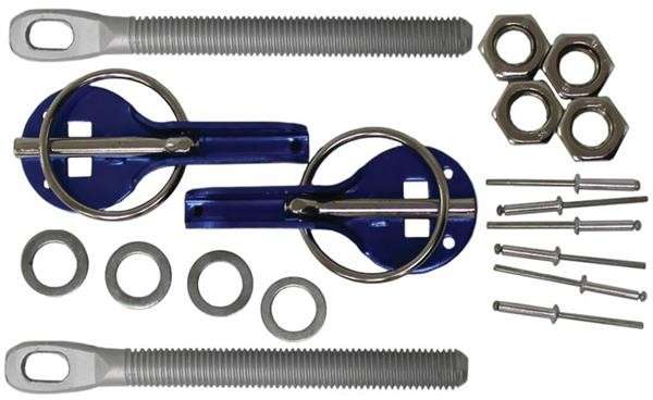 Bonnet Pin Kit - Blue - Aluminum