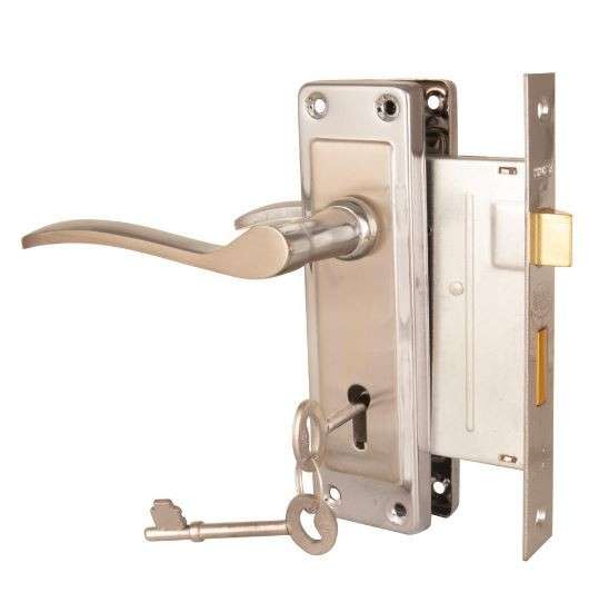 Steel Handle 2 Lever Lock Set - Sapphire - Chrome Nickle