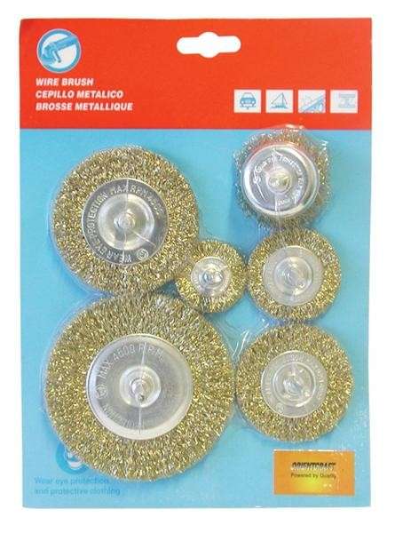 Wire Brush 6Pc Assorted with Shaft