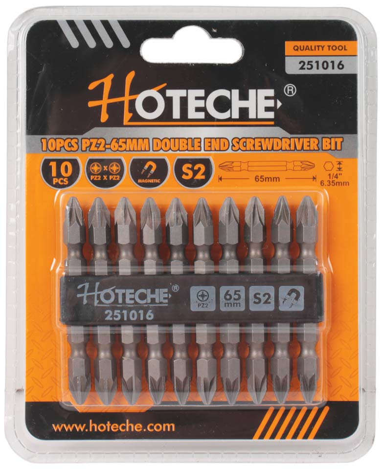 Screwdriver Bit Set - PZ2 x 65mm - 10 Pieces