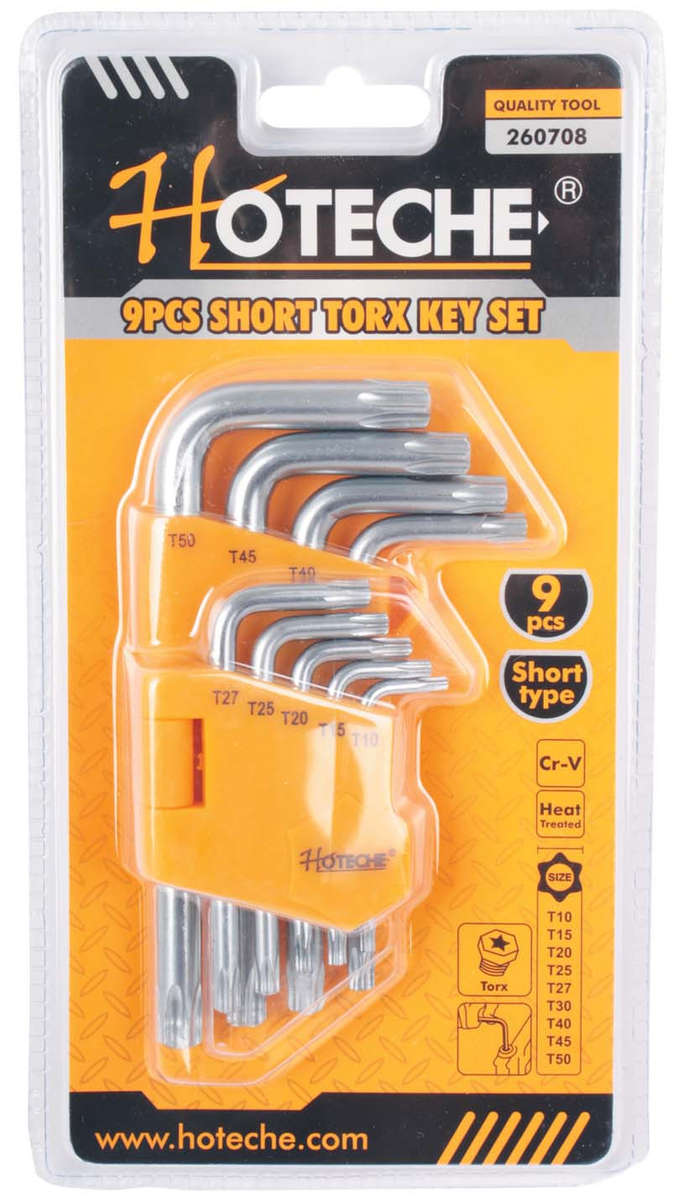 9 Piece Off Set Torx Key Set - Short
