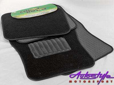 Universal Black Car Mats with Rubber Center