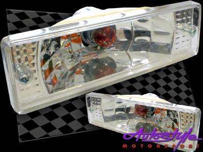 Mazda 323 Front Bumper Indicator Units (chrome finish)