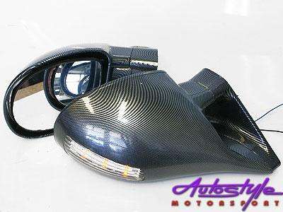 Sport Carbon Look Mirrors with LED indicators