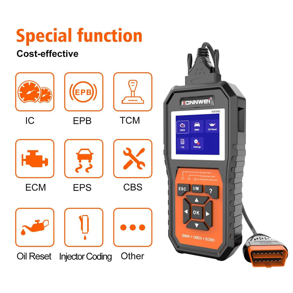 KONNWEI KW480 BMW Full System OBD2 12V Car Fault Scanner Diagnostic Tool