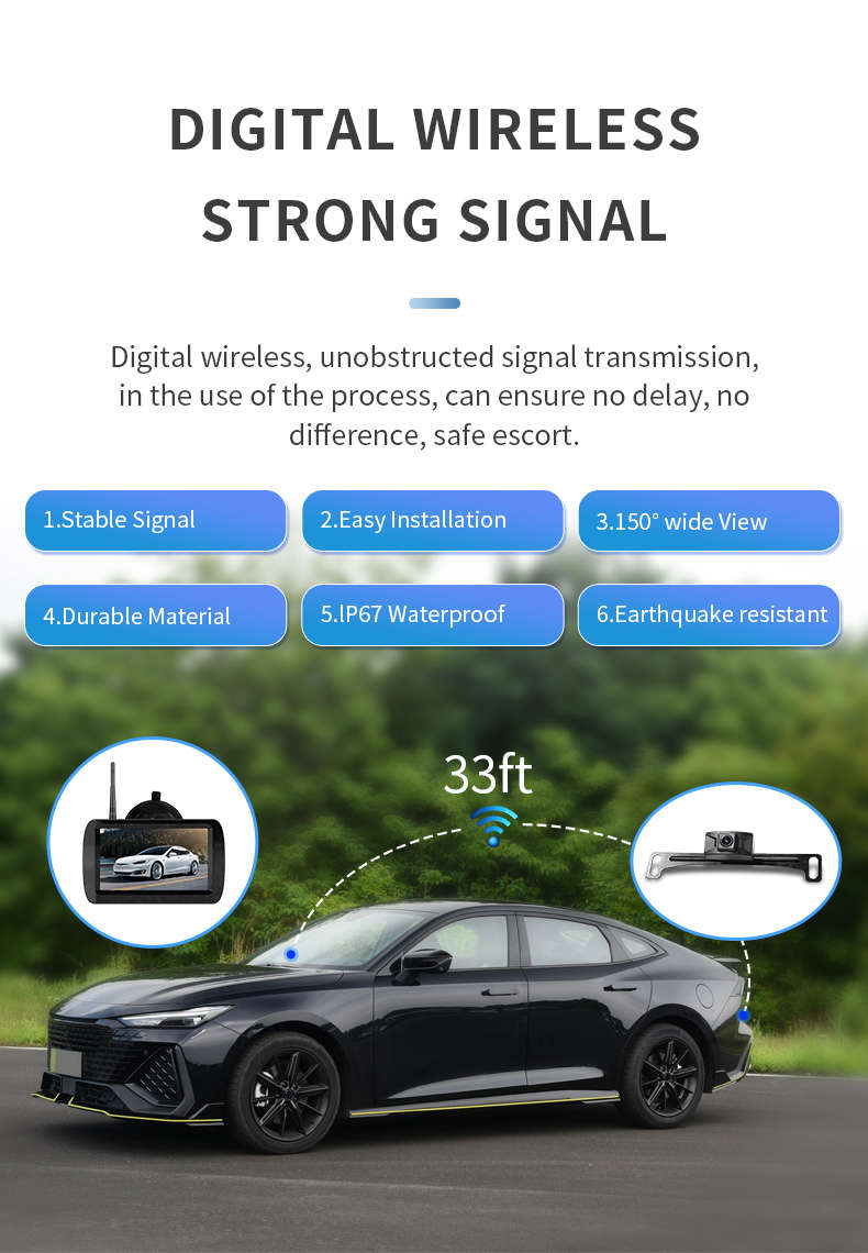 4.3-Inch Wireless License Plate Backup Reverse Camera Kit