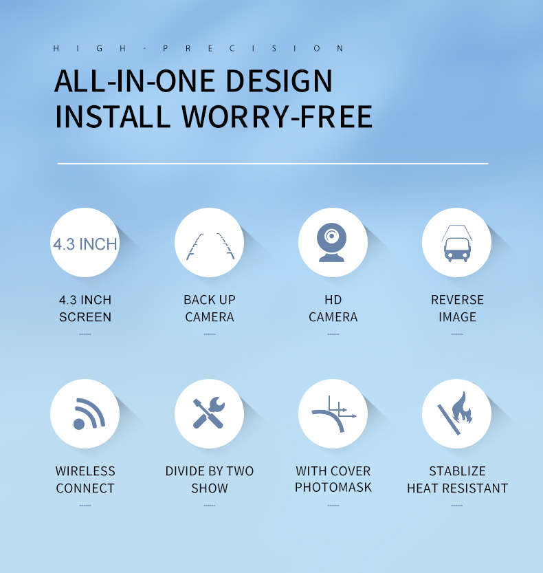 4.3-Inch Wireless License Plate Backup Reverse Camera Kit