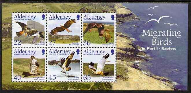 Guernsey - Alderney 2002 Migrating Birds (1st series) Raptors perf m/sheet unmounted mint, SG MSA191