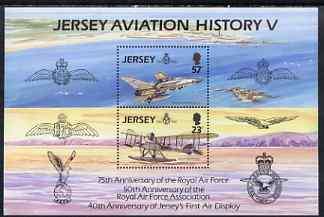 Jersey 1993 75th Anniversary of Royal Air Force perf sheetlet containing 2 values unmounted mint SG
