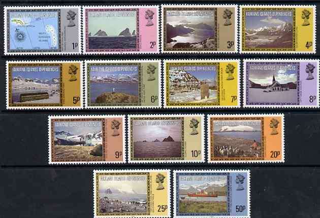 Falkland Islands Dependencies 1980-84 Island Scenes definitive set complete 13 values 1p to 50p (wit