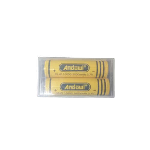 BU510  Andowl - Battery 18650 Lithium Iron Rechargeable Cell 3.7 Volt 3000 mAh Pack 2 pcs