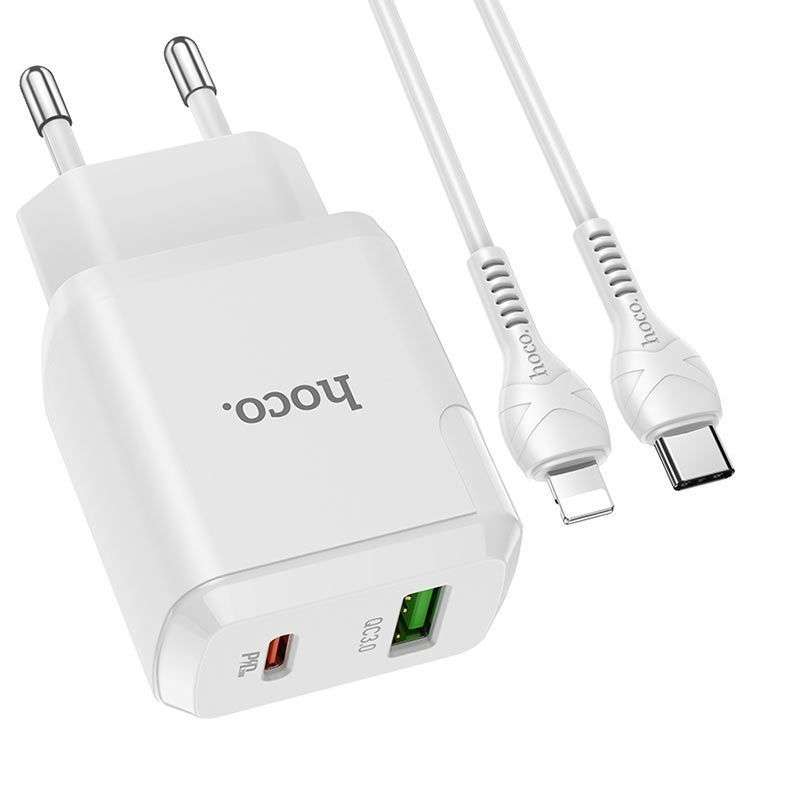 Fast Charger 38W Dual Port (USB+Tyep-C) Set TypeC-IP Cable - 1m N5 for iPhone