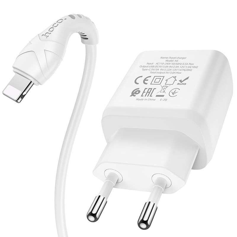Fast Charger 38W Dual Port (USB+Tyep-C) Set TypeC-IP Cable - 1m N5 for iPhone