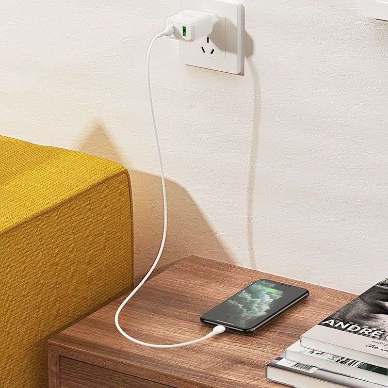 Fast Charger 38W Dual Port (USB+Tyep-C) Set TypeC-IP Cable - 1m N5 for iPhone