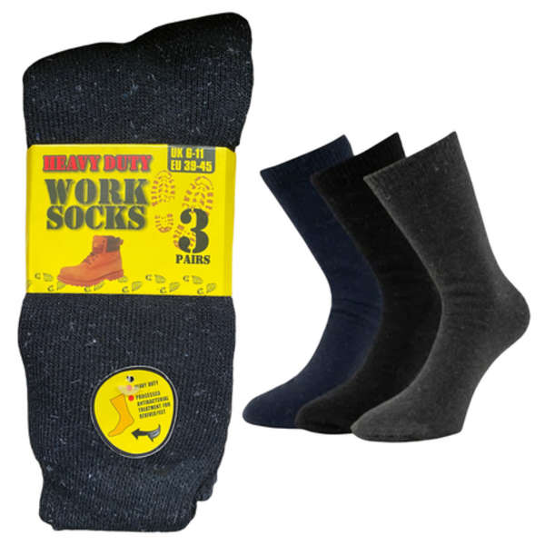 Heavy Duty Work Socks 3 Pairs (UK 6  11)