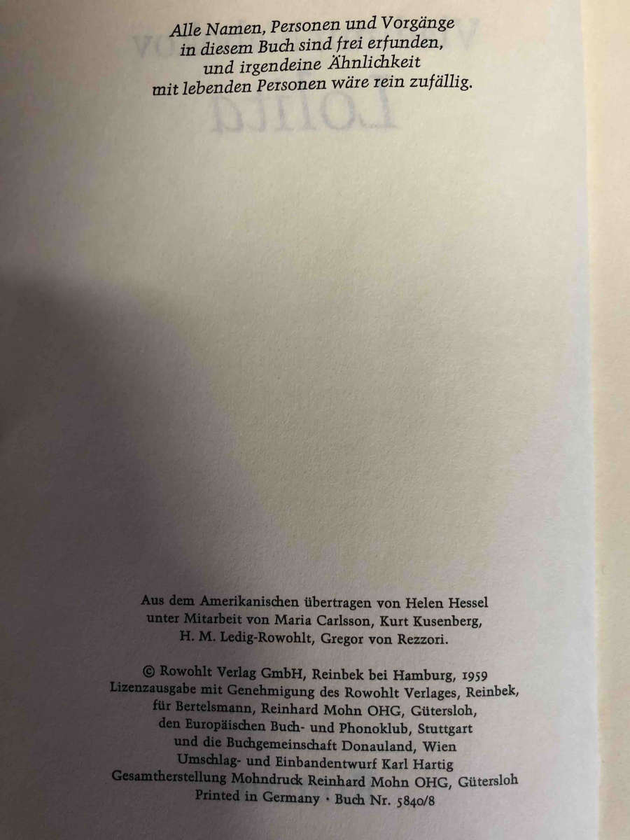 Lolita (German 1st Edition)