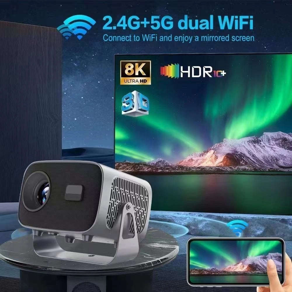 Portable 4K Smart Projector with Android 11, WiFi BT-5 & Bluetooth with auto electronic focus