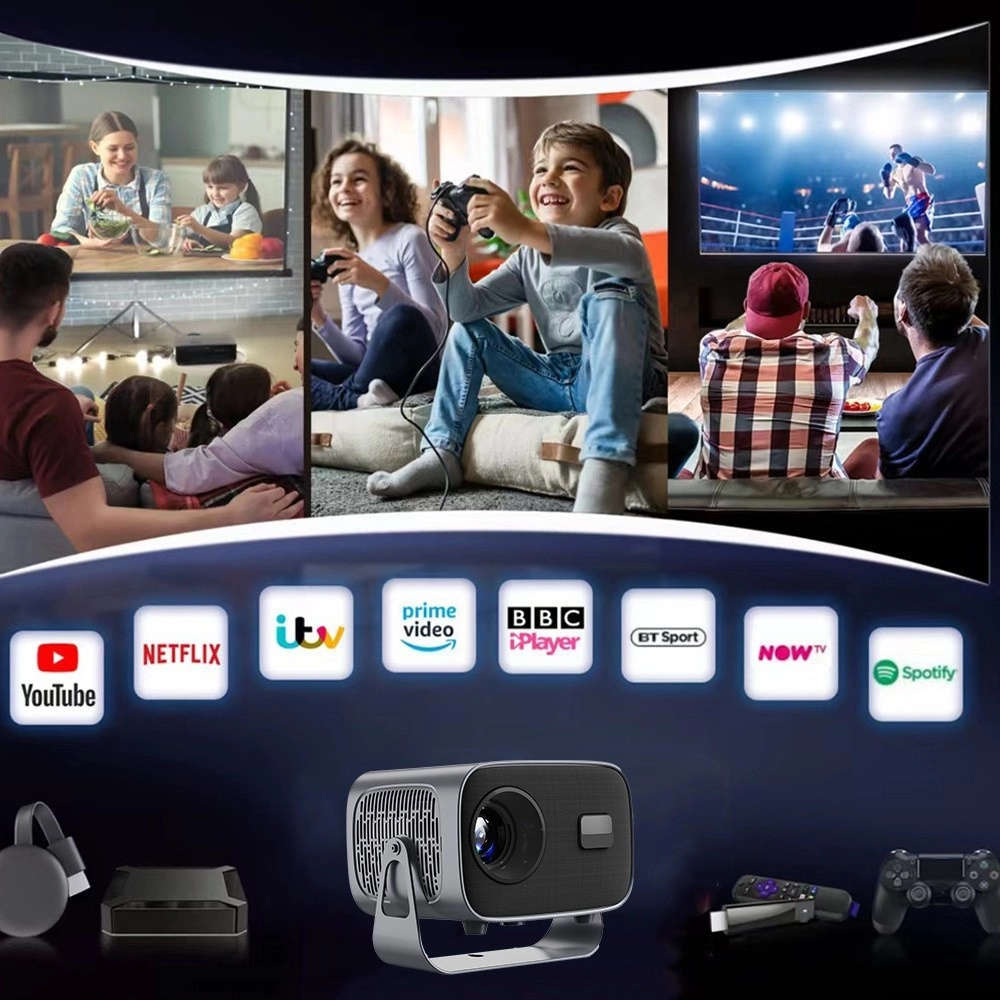 Portable 4K Smart Projector with Android 11, WiFi BT-5 & Bluetooth with auto electronic focus