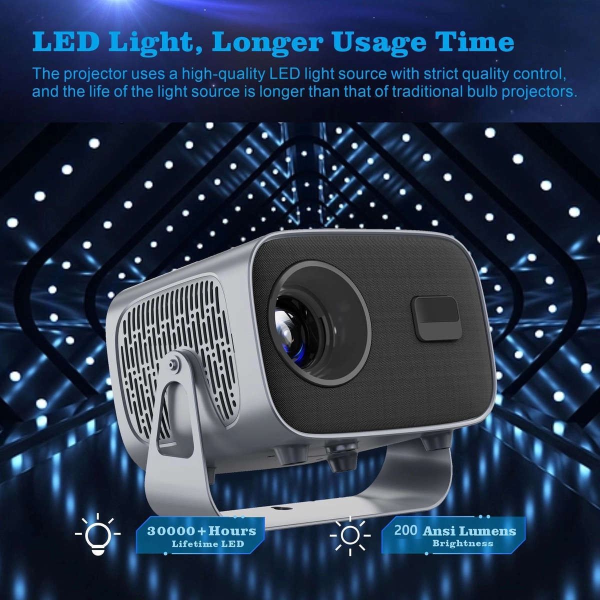Portable 4K Smart Projector with Android 11, WiFi BT-5 & Bluetooth with auto electronic focus
