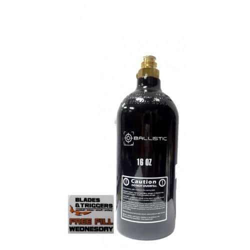BALLISTIC CO2 16 OZ WITH PIN VALVE ATTACHED