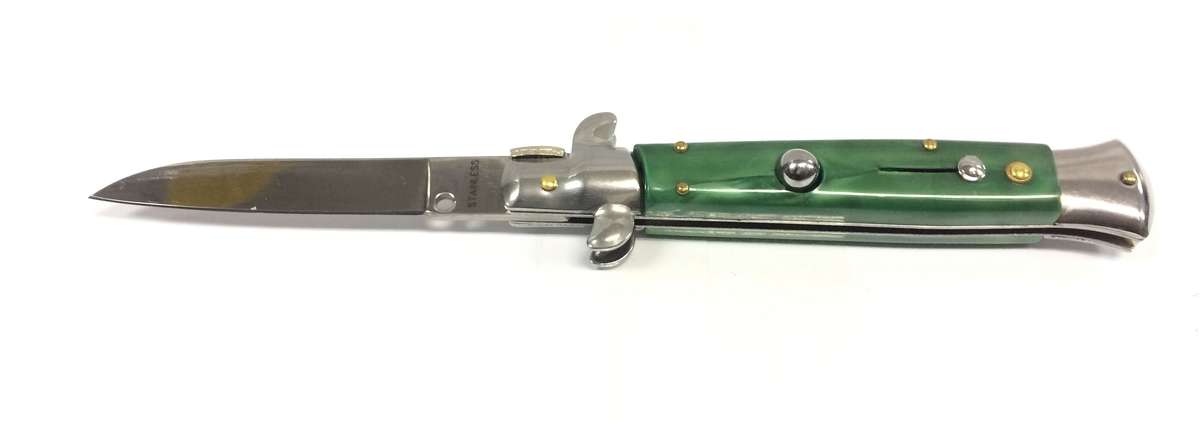 SIDE OPEN SPRING FLICK KNIFE 6055 GREEN