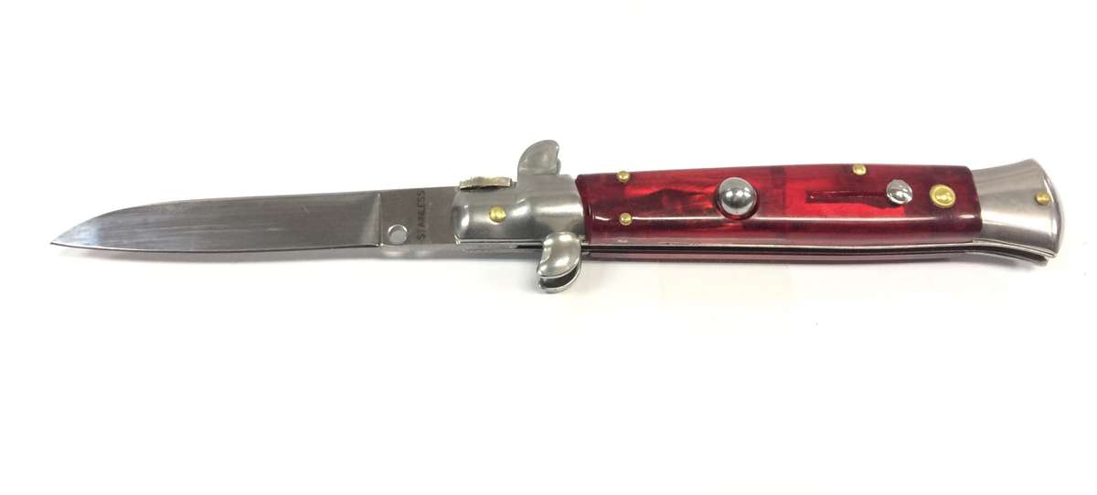 Side Open Spring Flick Knife 6052 Red