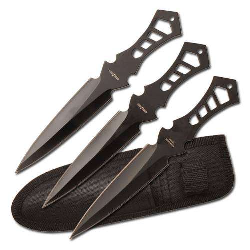 PERFECT POINT TK-017-3B THROWING KNIFE SET- BLACK