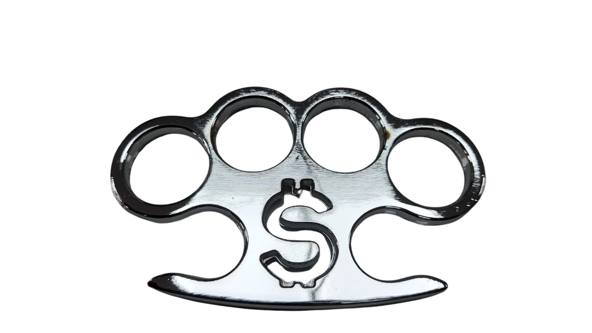 FAS7-6 Knuckle Duster Thin Silver With Dollar Sign