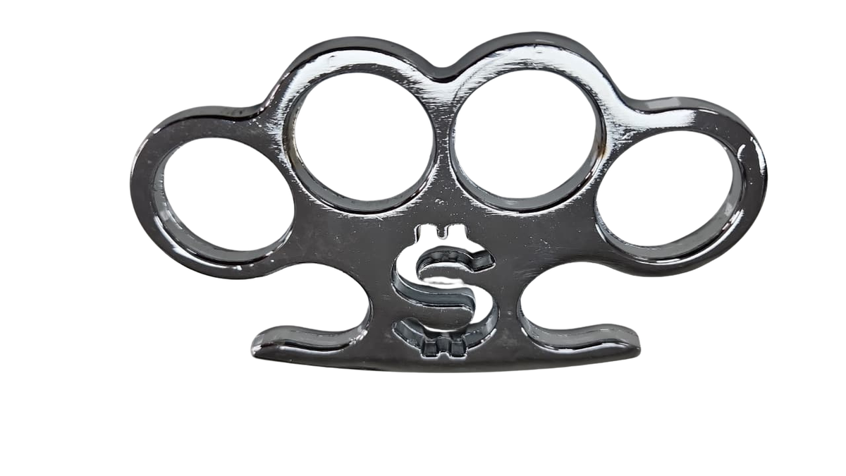 FAS7-6 Knuckle Duster Thin Silver With Dollar Sign