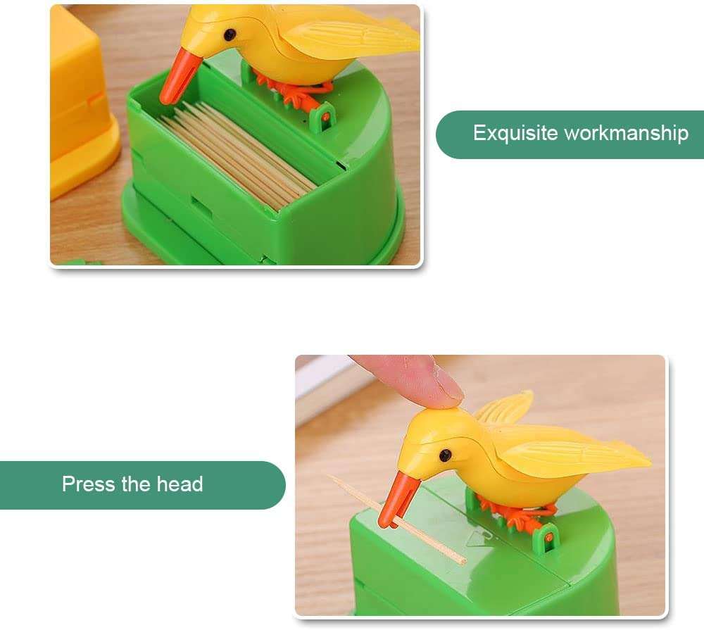 Bird Automatic Pressing Toothpick Holder Smart Toothpick Dispenser