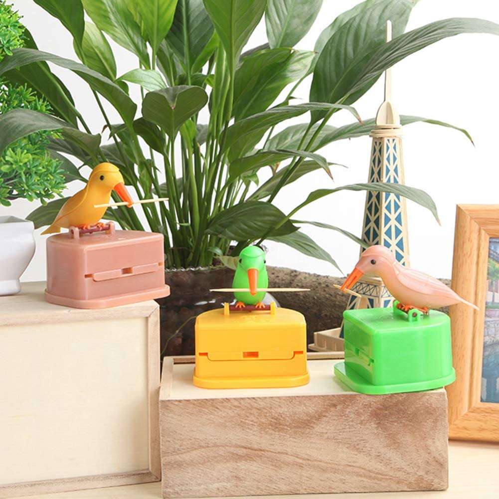 Bird Automatic Pressing Toothpick Holder Smart Toothpick Dispenser