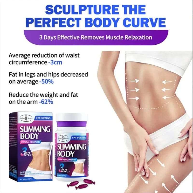 Pure Natural Anti Cellulite Massage Muscles Relaxation Fat Burning Weight Loss Slimming Oil Capsu...