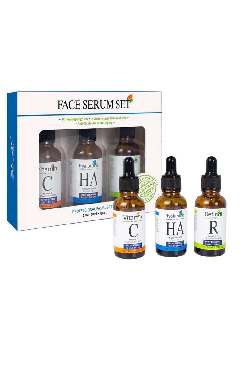 Vitamin C, Retinol and Hyaluronic Acid Serum Set - Complete Skincare Solution
