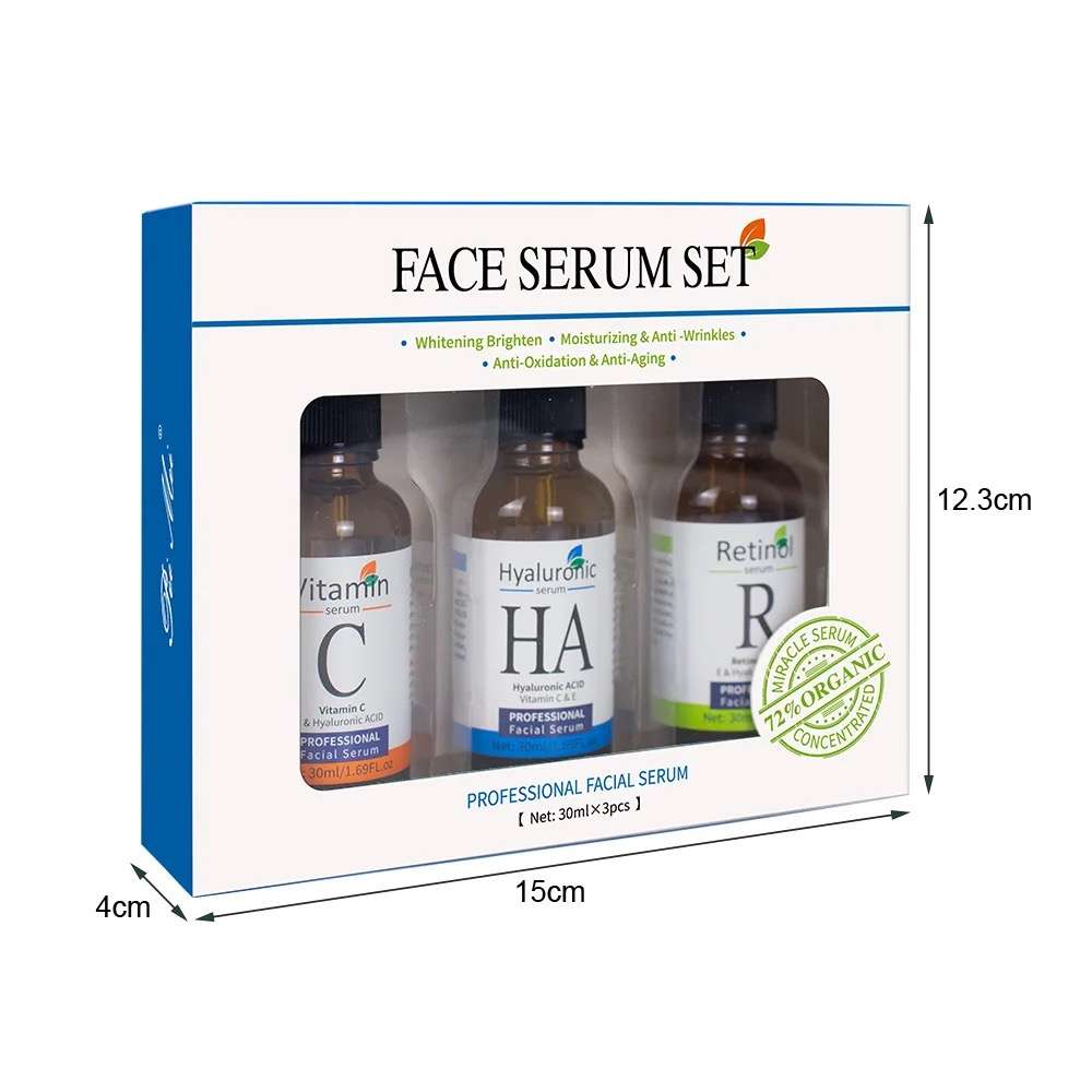 Vitamin C, Retinol and Hyaluronic Acid Serum Set - Complete Skincare Solution
