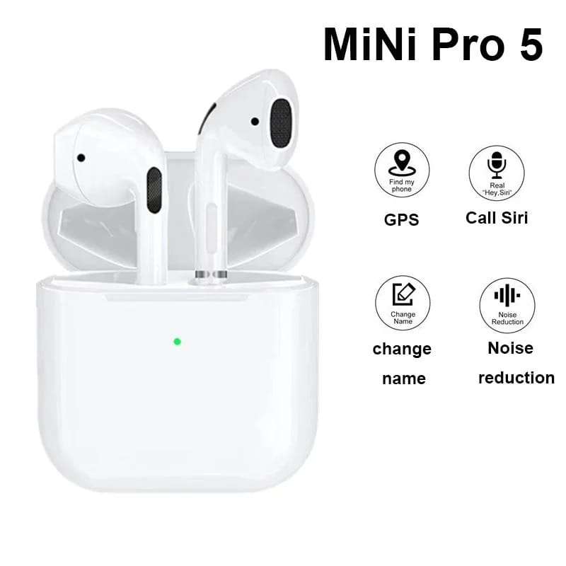 Wireless Pro5 Bluetooth Ear Pods That Are Compatible With iOS And Android White